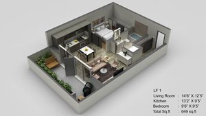 Block 17 Apartments LF 1 3D Floor Plan